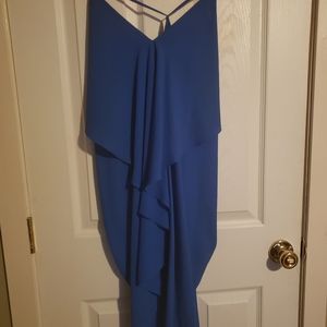 S Navy Blue Layered Cocktail Dress